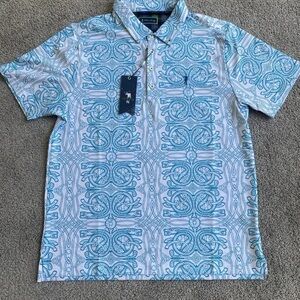 William Murray Golf Blue and White Patterned Polo
